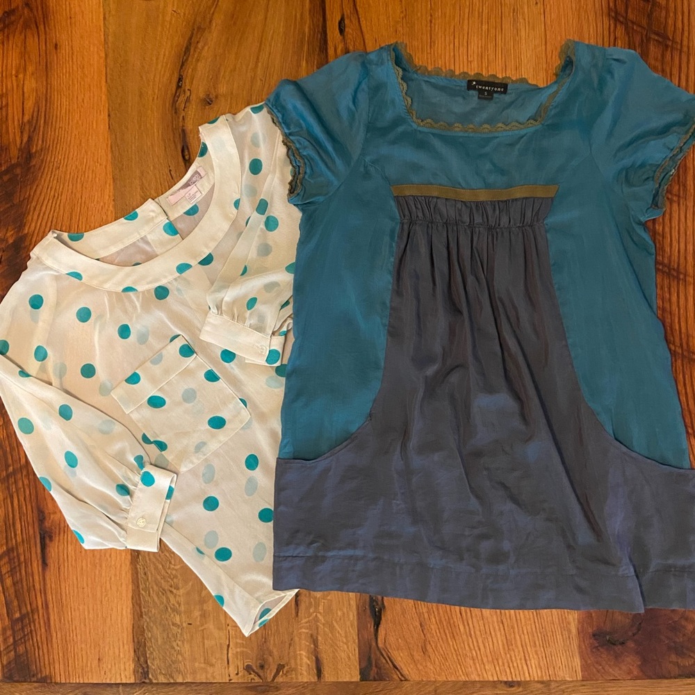 Forever 21 Set of 2 Adorable Sheer Blouses with Details Galore, Size Small